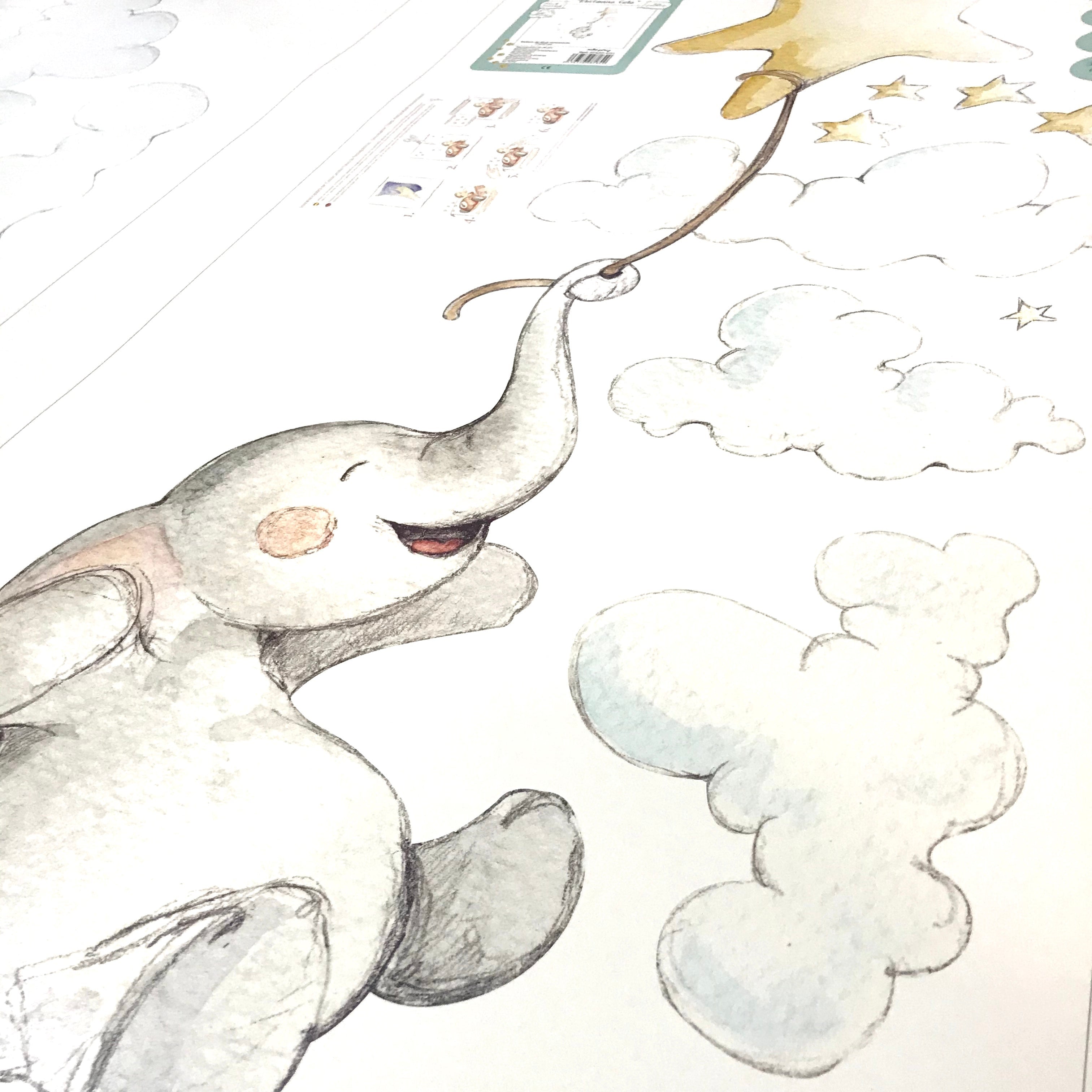 Vinilo Decorativo Infantil ELEFANTITO FELIZ - SUEÑOS DE CIGUEÑA