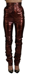 Women's Metallic Bronze High Waist Skinny Jeans Polyester Clothing