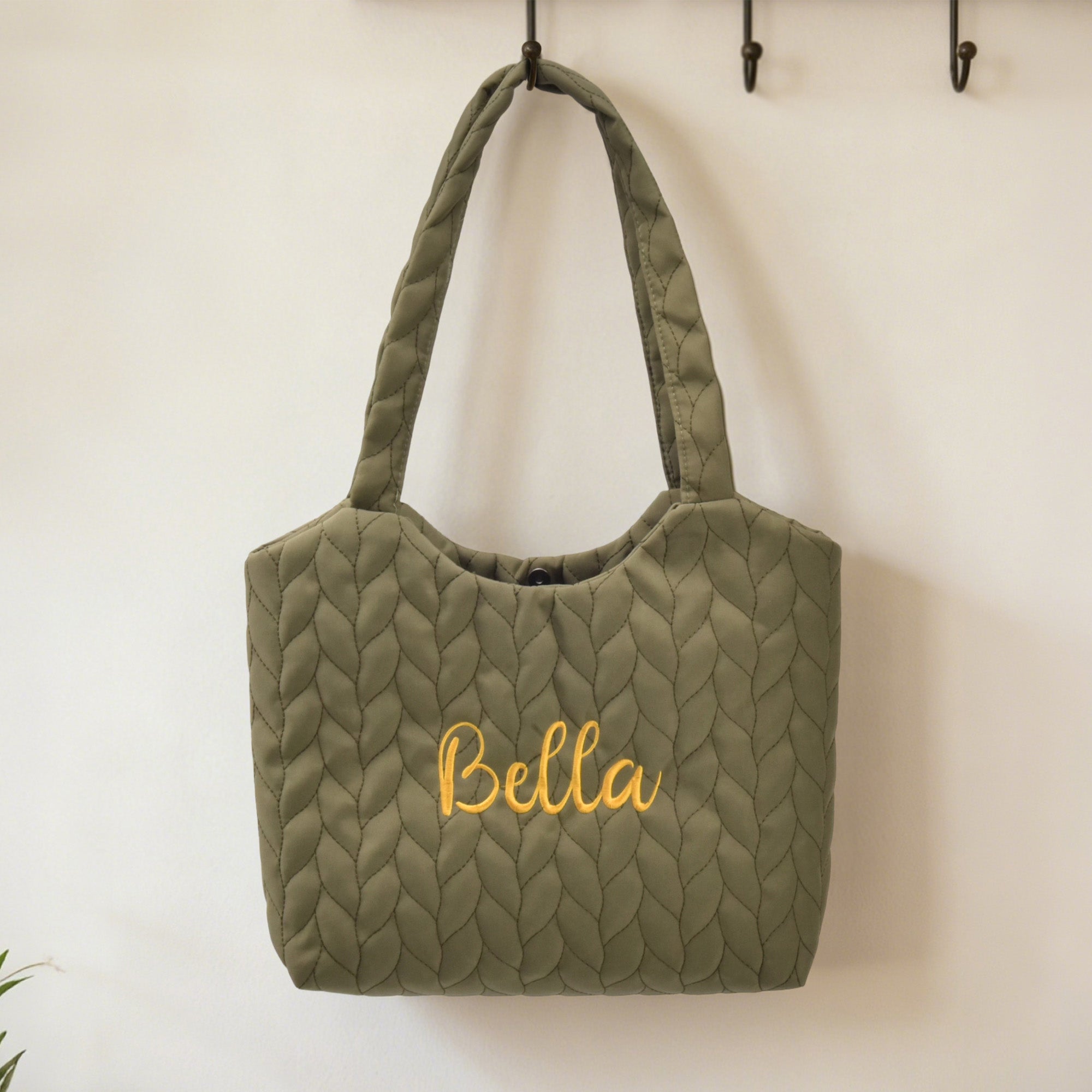 Bordado acolchado de diamantes personalizado Bolsa de asas ligera con nombre Uso diario Viaje Cumpleaños Regalo para mujer