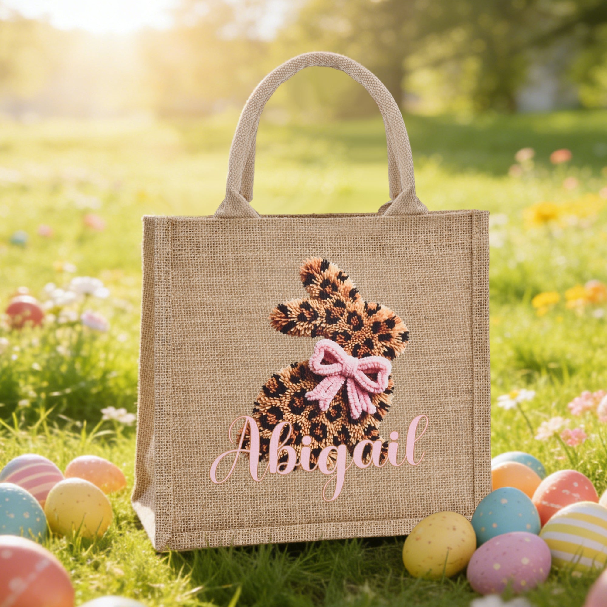Bolsa de yute grande con nombre para uso diario Regalo de Pascua para niños Adolescentes