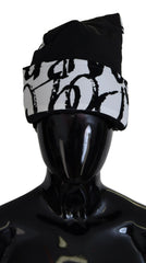Women's Graphic-Print Nylon Beanie Black