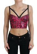Women's Pink Leopard Print Cropped Bustier Corset Top