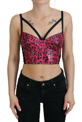 Women's Pink Leopard Print Cropped Bustier Corset Top