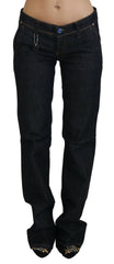 Women's Low Waist Straight Denim Jeans Blue Cotton