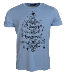 Men's Light Blue Happy New Year 2017 Cotton T-Shirt