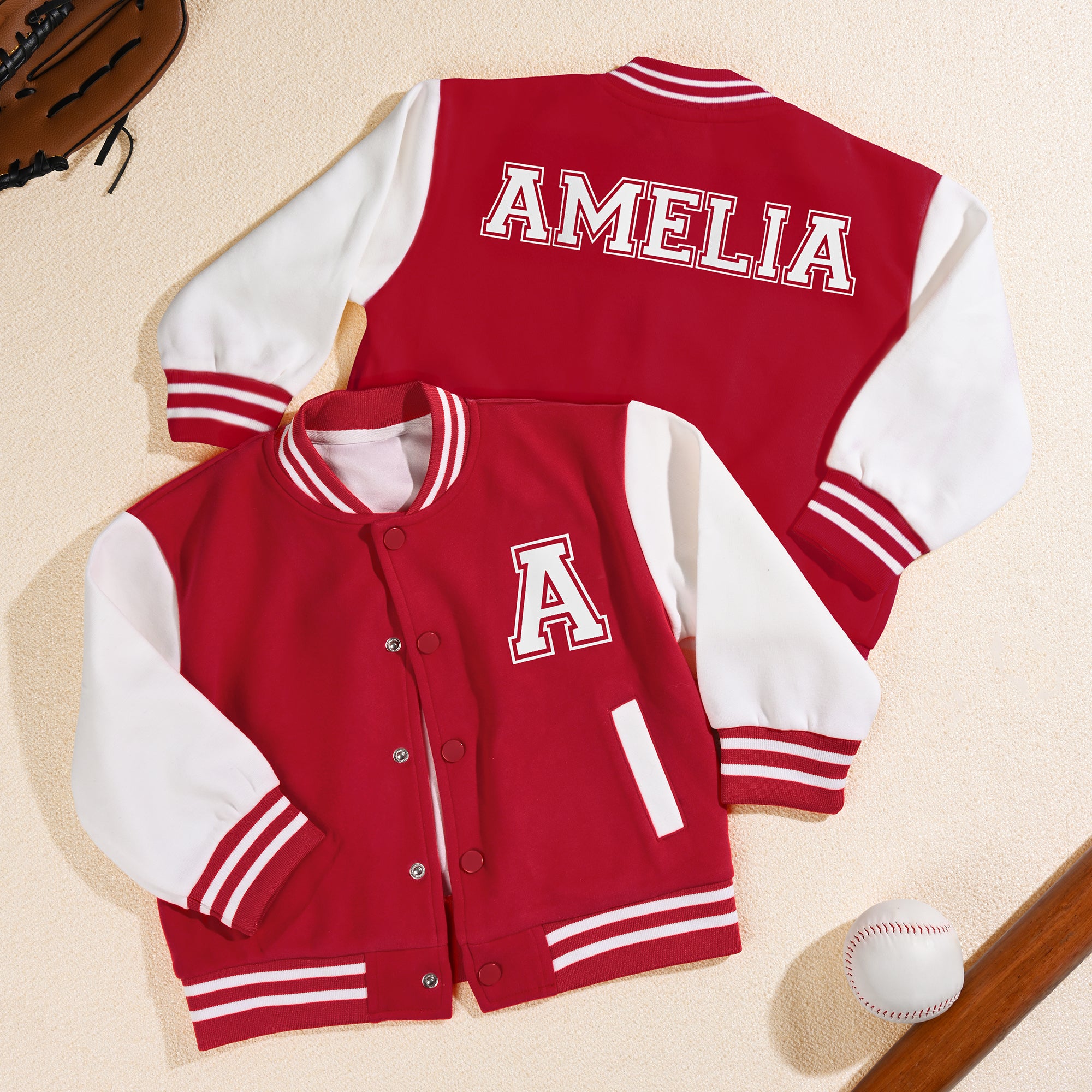 Estilo académico personalizado 100% algodón Multicolor Kid Varsity Chaqueta con nombre Daily Wear Cumpleaños Regalo para Niños Niñas