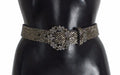 Women's Multicolor Wide Crystal Buckle Sequined Belt Viscose