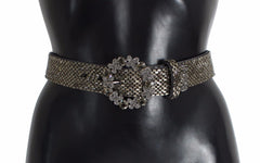 Women's Multicolor Wide Crystal Buckle Sequined Belt Viscose