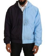 Black Blue Dg Hooded Full Zip Men Jacket And Polyester Nylon Clothing