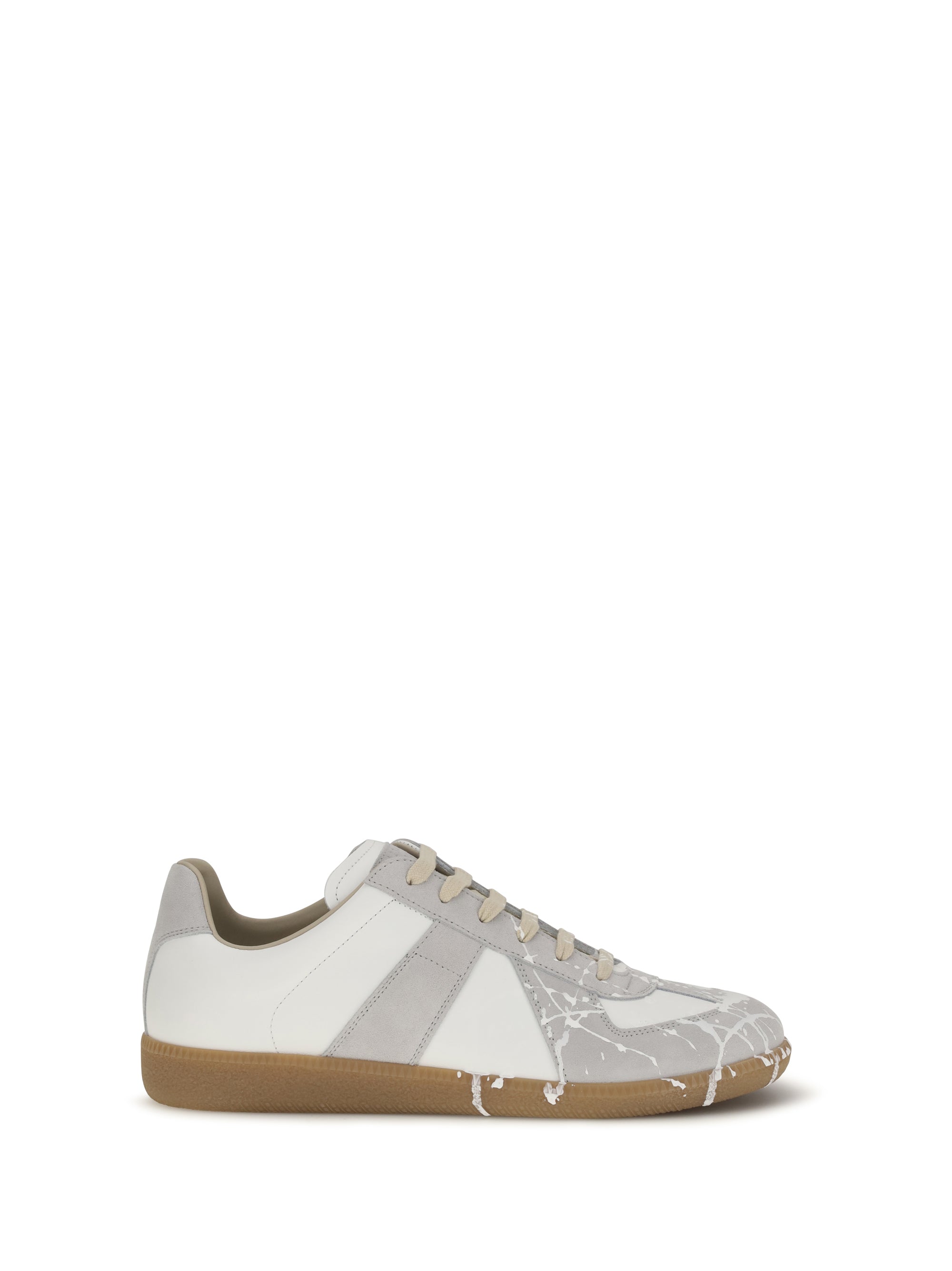 Maison Margiela Paint-Effect Leather Sneaker — White