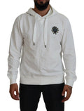 Men's White Cotton Hooded Sweatshirt Logo Sweater Clothing