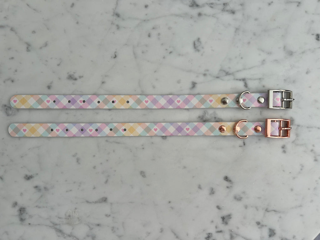 Pastel Vichy Handmade Dog Collar