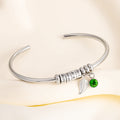 Personalizada piedra de nacimiento de la hoja abierta pulsera brazalete con el nombre grabado 1-10 cuentas Joyería delicada Día de la Madre Cumpleaños de regalo para las mujeres