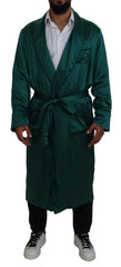 Men's Green Silk Waist Belt Robe Sleepwear Clothing