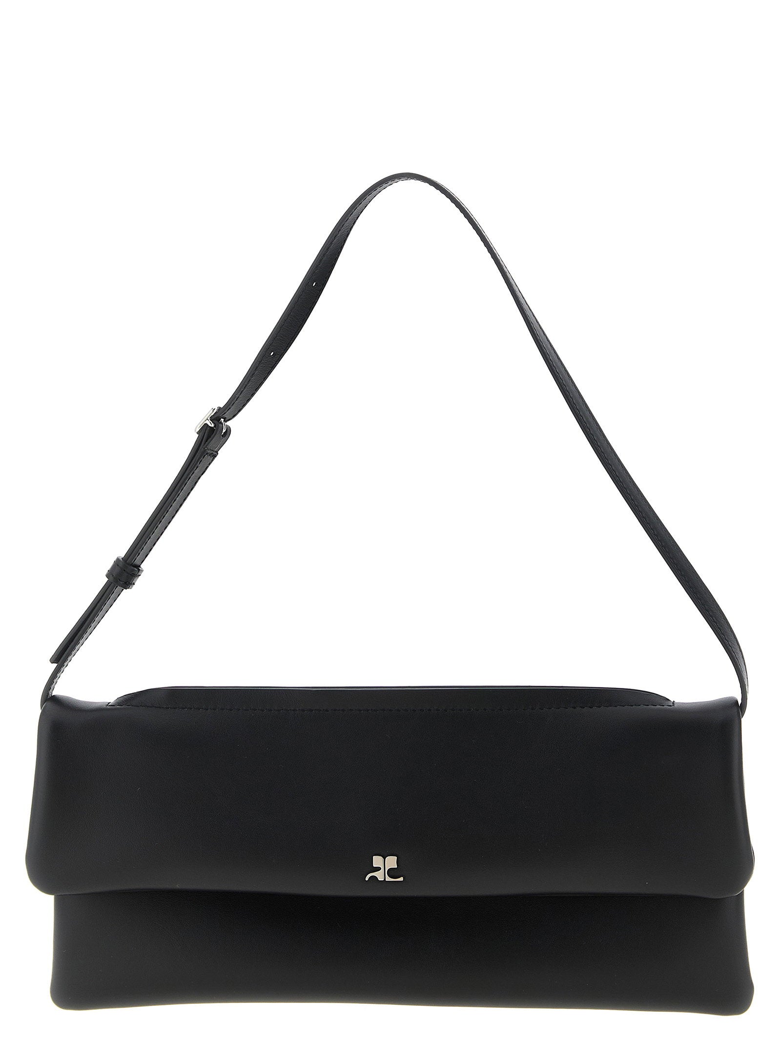 Courreges Smooth Calf Leather Clutch — Black