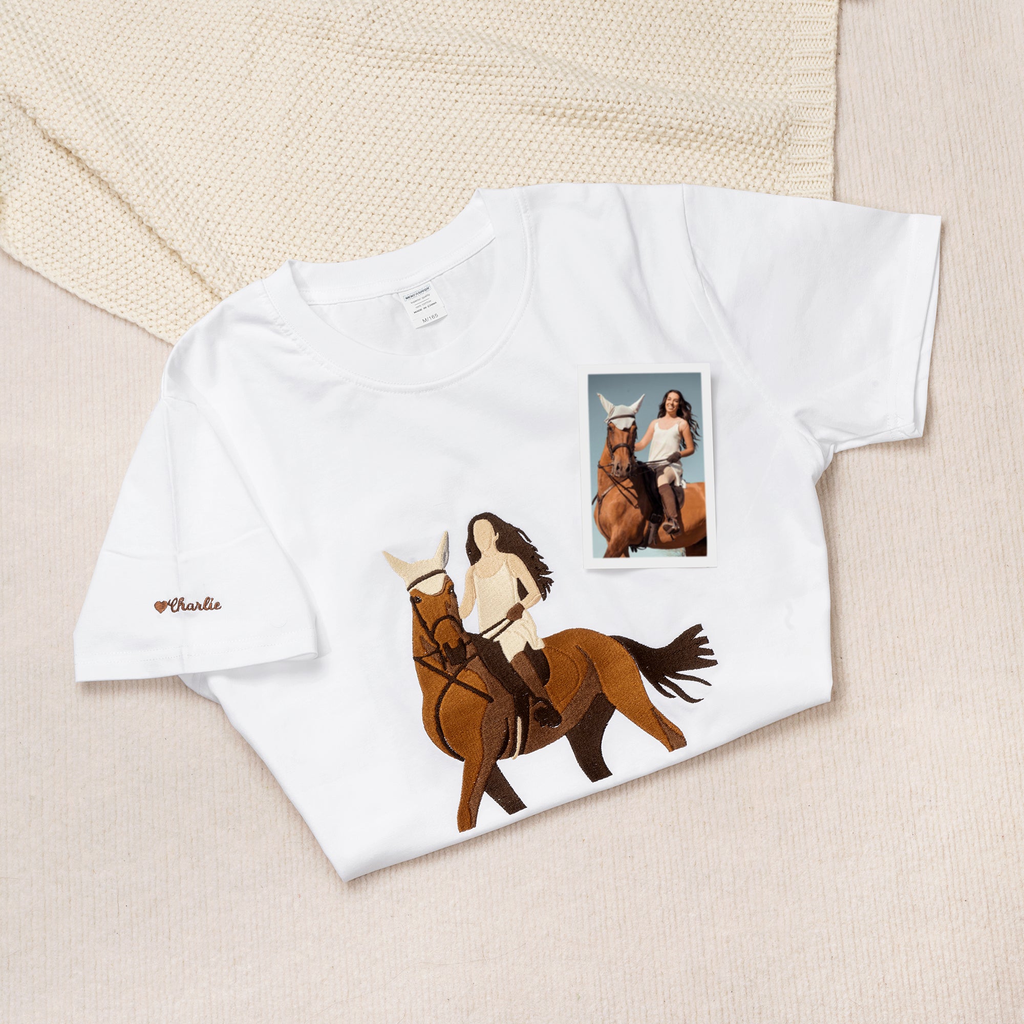 Personalizada Bordado Foto Diseño Multicolor Camiseta Sudadera Sudadera con Capucha con Nombre Cumpleaños Aniversario Regalo para Aficionados a la Equitación