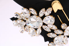 Women's Black Crystal White Hair Parrucchiera Headband Diadem Acrylic Accessory