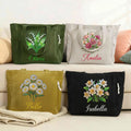 Personalizado Nacimiento Flor Gran Capacidad Bolsa de pana con nombre Uso diario Desplazamientos Cumpleaños Regalo para mujer Trabajador de oficina