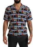 Men's Multicolor Beach Chair Short Sleeves Shirt Silk