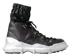Men's Black Nylon Galileo High Top Sneakers Shoes Leather