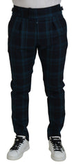 Men's Plaid Wool Trousers Navy