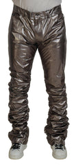 Men's Silver Metallic Nylon Stretch Pants