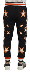 Men's Black Orange Star Trousers Sport Pants Cotton