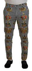 Men's Crown-Print Cotton Stretch Trouser White Elastane