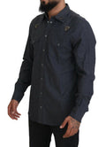 Men's Blue Cotton Denim Crystal Bee Shirt