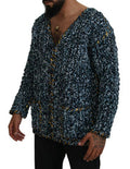 Men's Blue Button Cardigan Fatto A Mano Sweater Elastane Clothing