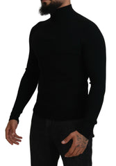 Men's Half-Zip Turtleneck Wool Black
