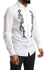 Men's White Tuxedo Slim Fit Baroque Shirt Cotton