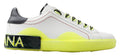 Men's White Yellow Portofino Leather Sneakers Shoes