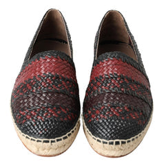 Men's Black Bordeaux Buffalo Leather Espadrille Shoes
