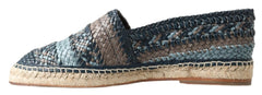 Men's Blue Gray Leather Buffalo Espadrille Shoes