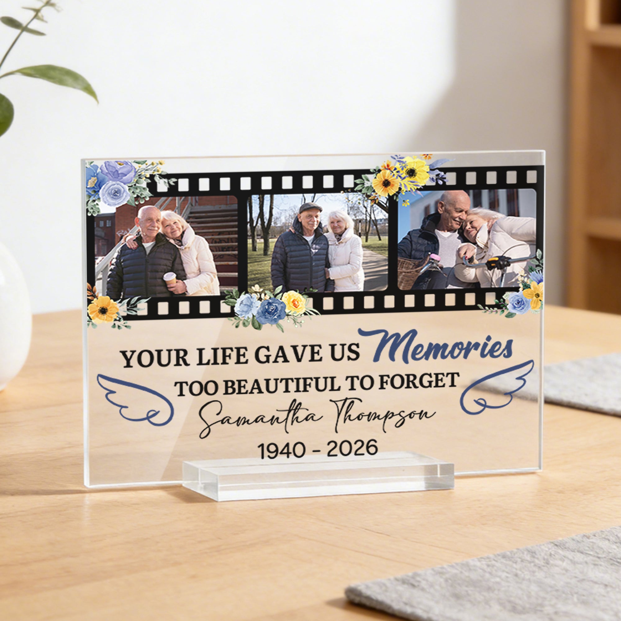 Placa acrílica cuadrada personalizada con nombre y fecha Regalo del Día de los Caídos para los que han perdido a un ser querido