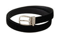 Men's Black Casual Velvet Silver Tone Metal Buckle Belt
