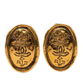 CC Gold Plated Oval Crown Earrings