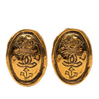 CC Gold Plated Oval Crown Earrings