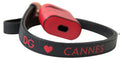 Women's Red Black Calf Leather Logo Print Strap Airpods Case And Accessory