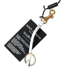 Women's Black Silicone Dg Logo Gold Brass Keychain Accessory