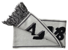 Men's Gray Cashmere Knitted Wrap Shawl Fringe Scarf