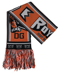 Women's Multicolor Wool Dg Royals Wrap Fringe Scarf Virgin
