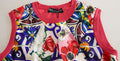 Women's Multicolor Majolica Floral Crew Neck Tank Top Cashmere Silk Nylon