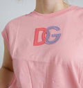 Women's Pink Cotton Dg Logo Crew Neck Tank T-Shirt