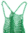 Women's Green Aluminum Sleeveless Halter Cropped Tank Top