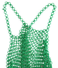 Women's Green Aluminum Sleeveless Halter Cropped Tank Top