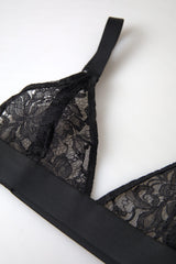 Women's Black Floral Lace Nylon Stretch Bra Underwear Clothing