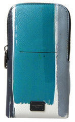 Men's Blue Leather Purse Crossbody Sling Phone Bag Unisex And White
