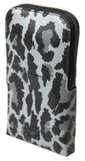 Gray Leopard Leather Men Purse Crossbody Sling Phone Bag Patterned